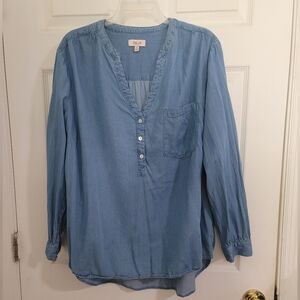 Women's Blue Button-Up Top